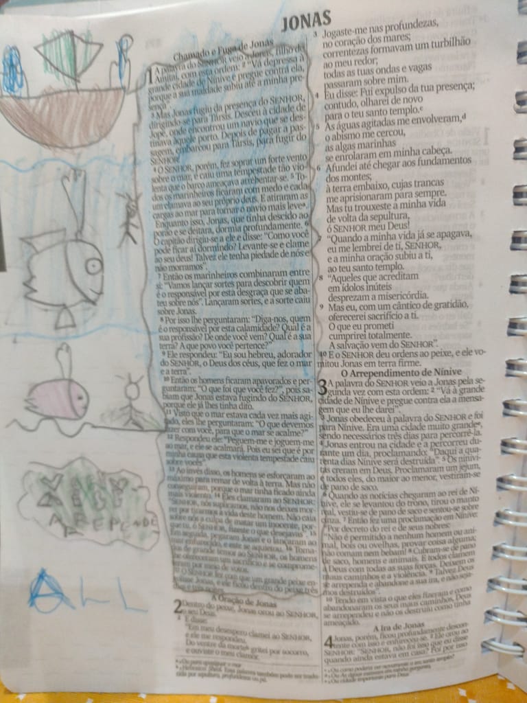 Dobradura no Bible journaling com crianças