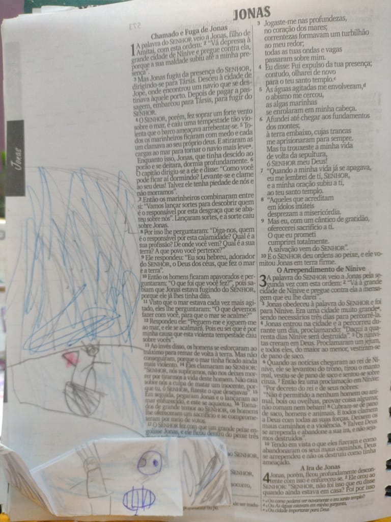 Dobradura no Bible journaling com crianças